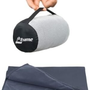 Litume Travel Blanket Lightweight and Breathable, 67 x 48 Soft Airplane Blanket for Travelers, Foldable Camping Sheet with Stuff Sack for Train, Camp, Traveling (Velvet/Fleece)