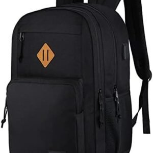 KEOFID classic carry-on travel backpack for men and women, Anti theft laptop backpack with USB charging port for work, large backpack for college, water resistent, gift choice(BLACK)…