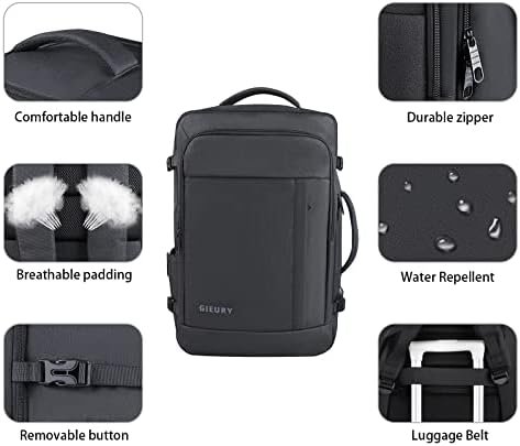 Gieury Carry On Backpack, 50L Travel Backpack, Luggage Backpack TSA Flight Approved Laptop Backpack for Men & Women, Large Expandable Backpack 40L Daypack Lightweight Business Weekender Bag, Black - Image 2