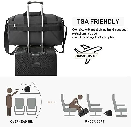 Gym Bag, Weekender Bag for Men Women Travel Duffel Bag with Wet Pocket Large Overnight Bag with Shoe Compartment Carry On Travel Bag Gym Duffle Bag Sports Bag-Black - Image 5