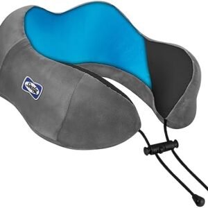 Sealy, Cooling Gel Travel Pillow with Premium Memory Foam, Tailored Just for You with Contoured Support, The Ultimate Relaxation for Flights, Road Trips, and Your Home, Gray/Black