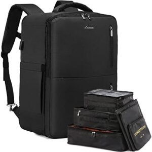 LOVEVOOK Carry on Backpack, 40L Airline Approved Travel Backpack for Women Men as Personal Item, Expandable 17 inch Laptop Backpack, Large Casual Daypack Waterproof Suitcase with 6 Packing Cubes