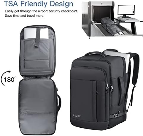 Gieury Carry On Backpack, 50L Travel Backpack, Luggage Backpack TSA Flight Approved Laptop Backpack for Men & Women, Large Expandable Backpack 40L Daypack Lightweight Business Weekender Bag, Black - Image 5