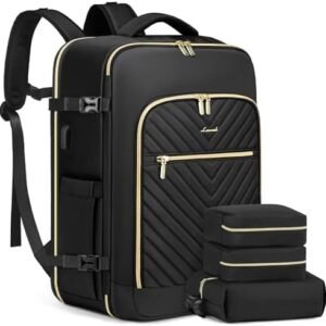 LOVEVOOK Large Travel Backpack for Women,Carry on Backpack Flight Approved,Personal Item Backpack Travel Bag with 3 Packing Cubes,Waterproof Back Pack TSA Fit 17inch Laptop Luggage with USB Port