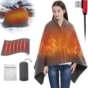 PANGTIKU Battery Operated Heated Blanket - Portable Cordless Electric Blanket Throw for Home Outdoors Travel Use (Battery Not Included)
