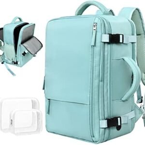 Rinlist Travel Backpack for Men Women, TSA Friendly Carry-on Backpack Luggage Airline Approved, Personal Item Backpack Bag, Backpack for Traveling, Blue-Green