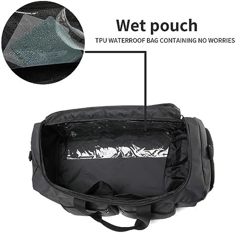 Gym Bag, Weekender Bag for Men Women Travel Duffel Bag with Wet Pocket Large Overnight Bag with Shoe Compartment Carry On Travel Bag Gym Duffle Bag Sports Bag-Black - Image 3