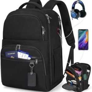 NUBILY Laptop Backpack 17 Inch for Men Women Large Travel Backpacks Waterproof Computer Backpack for Work TSA Friendly Carry on Backpack with USB Port, Black