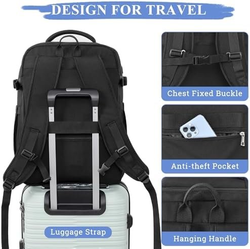 Sinaliy Backpack, Large Backpack for Women Men, 40L Travel Backpack, Personal Item Backpack, Carry On Backpack, Waterproof Backpack for College, Business, Hiking, Work - Image 5