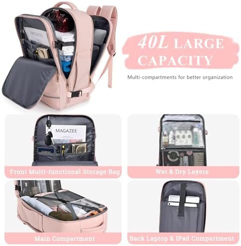 Sinaliy Backpack, Large Backpack for Women, 40L Travel Backpack, Personal Item Backpack, Carry On Backpack, Waterproof Backpack for College, Business, Hiking, Work - Image 7