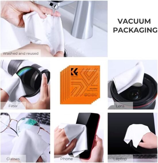 K&F Concept Camera Lens Cleaning Kit - 15ml Sensor Cleaner, Lens Pen Brush, Air Blower, Microfiber Cleaning Cloths & Lens Wipes for DSLR & Mirrorless Cameras and Sensitive Electronics - Image 2