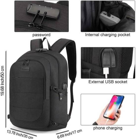 Tzowla Travel Laptop Backpack Water Resistant Anti-Theft Bag with USB Charging Port and Lock 15.6 Inch Computer Business Backpacks for Women Men Work College Gift,Casual Daypack - Image 2